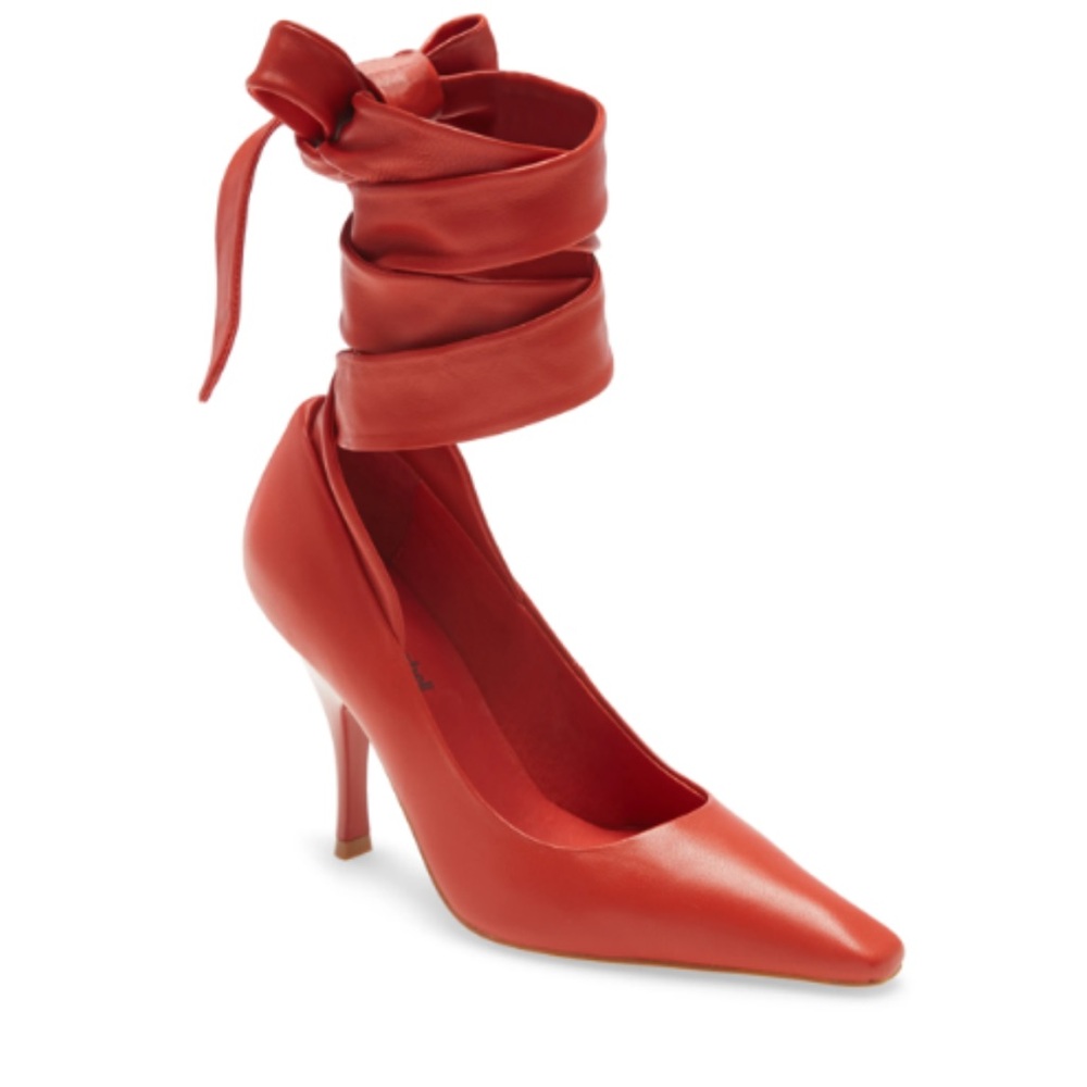 Jeffrey Campbell Xenah Burnt Orange Soft Leather Lace Up Heels Stiletto Sz 8.5